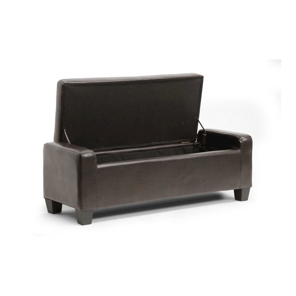 Baxton Studio Manchester Dark Brown Ottoman. Picture 2