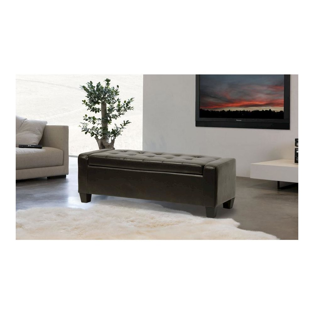 Baxton Studio Manchester Dark Brown Ottoman. Picture 4
