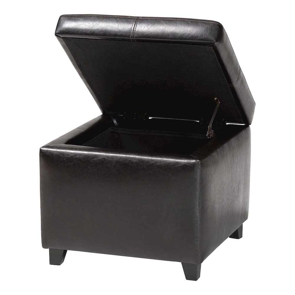 Baxton Studio Dark Brown Full Leather Storage Cube Ottoman. Picture 5