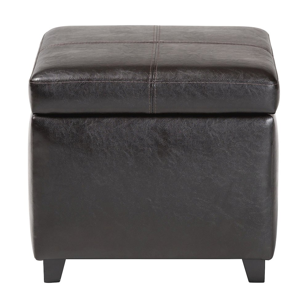 Baxton Studio Dark Brown Full Leather Storage Cube Ottoman. Picture 2