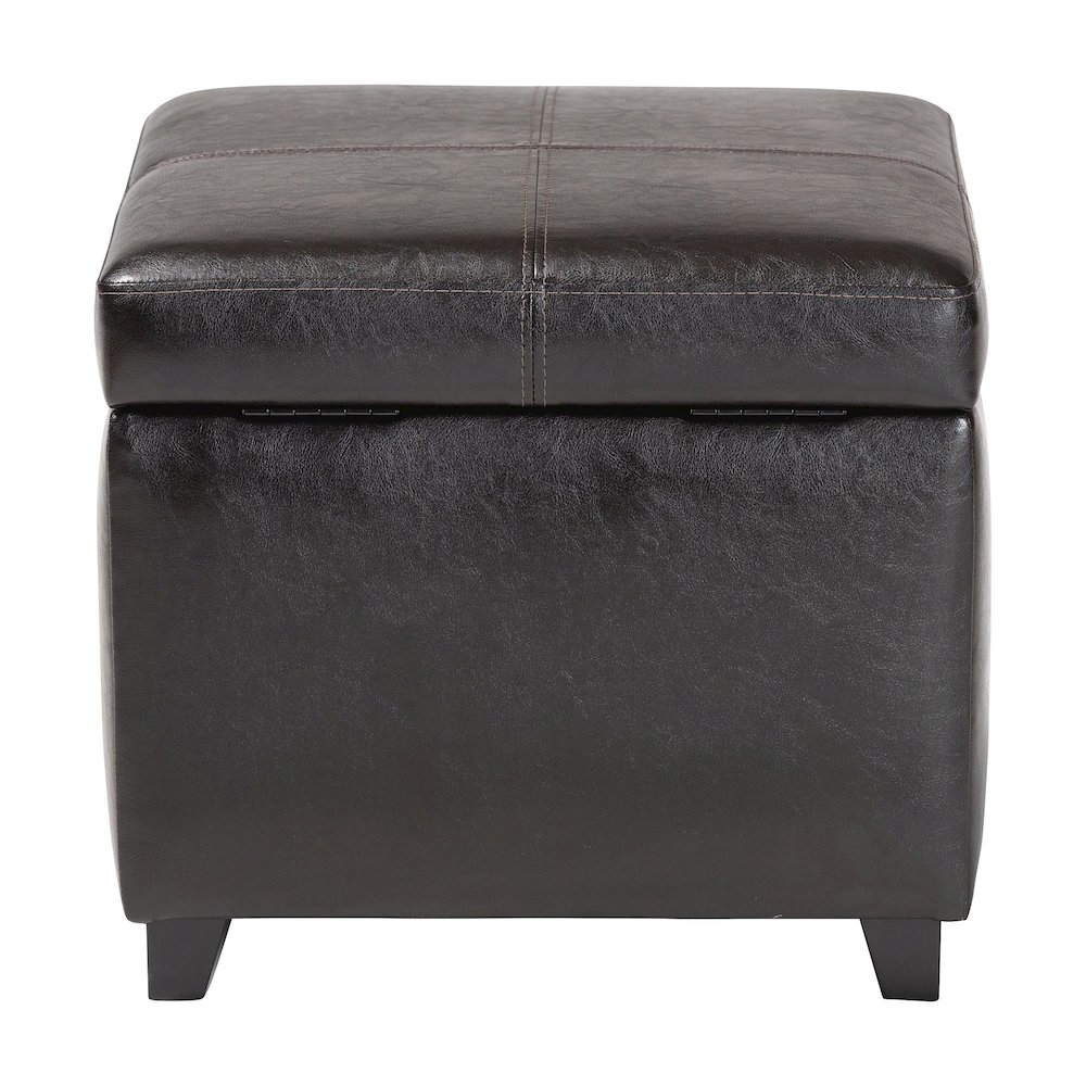Baxton Studio Dark Brown Full Leather Storage Cube Ottoman. Picture 3