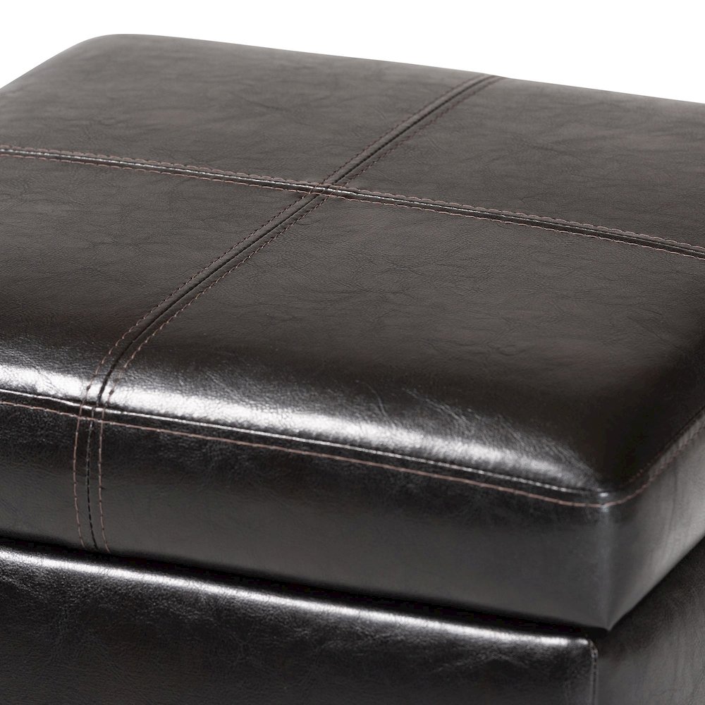 Baxton Studio Dark Brown Full Leather Storage Cube Ottoman. Picture 4