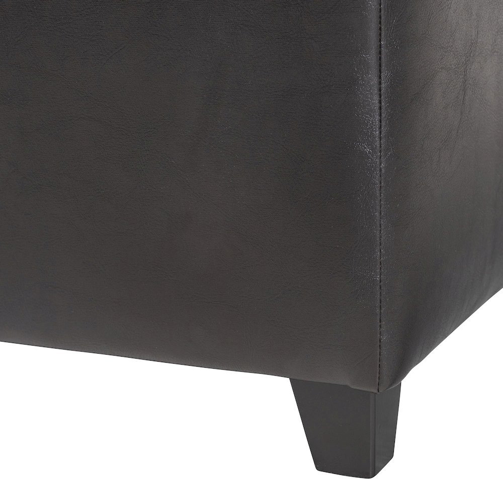 Baxton Studio Dark Brown Full Leather Storage Cube Ottoman. Picture 6