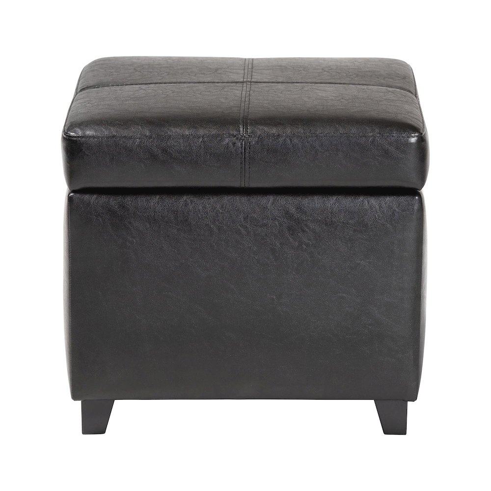 Baxton Studio Black Full Leather Storage Cube Ottoman. Picture 3