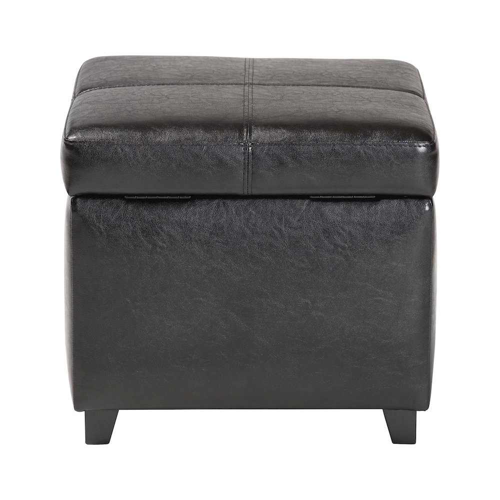 Baxton Studio Black Full Leather Storage Cube Ottoman. Picture 4