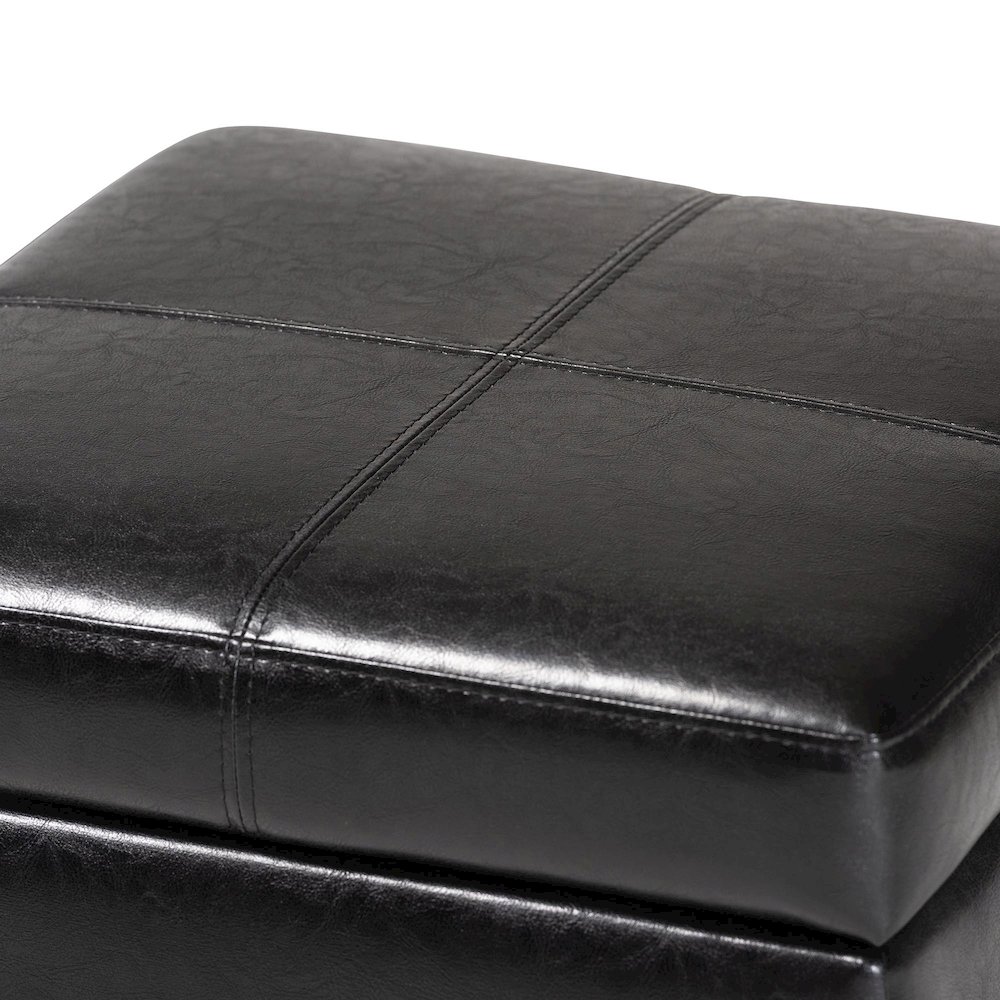 Baxton Studio Black Full Leather Storage Cube Ottoman. Picture 6