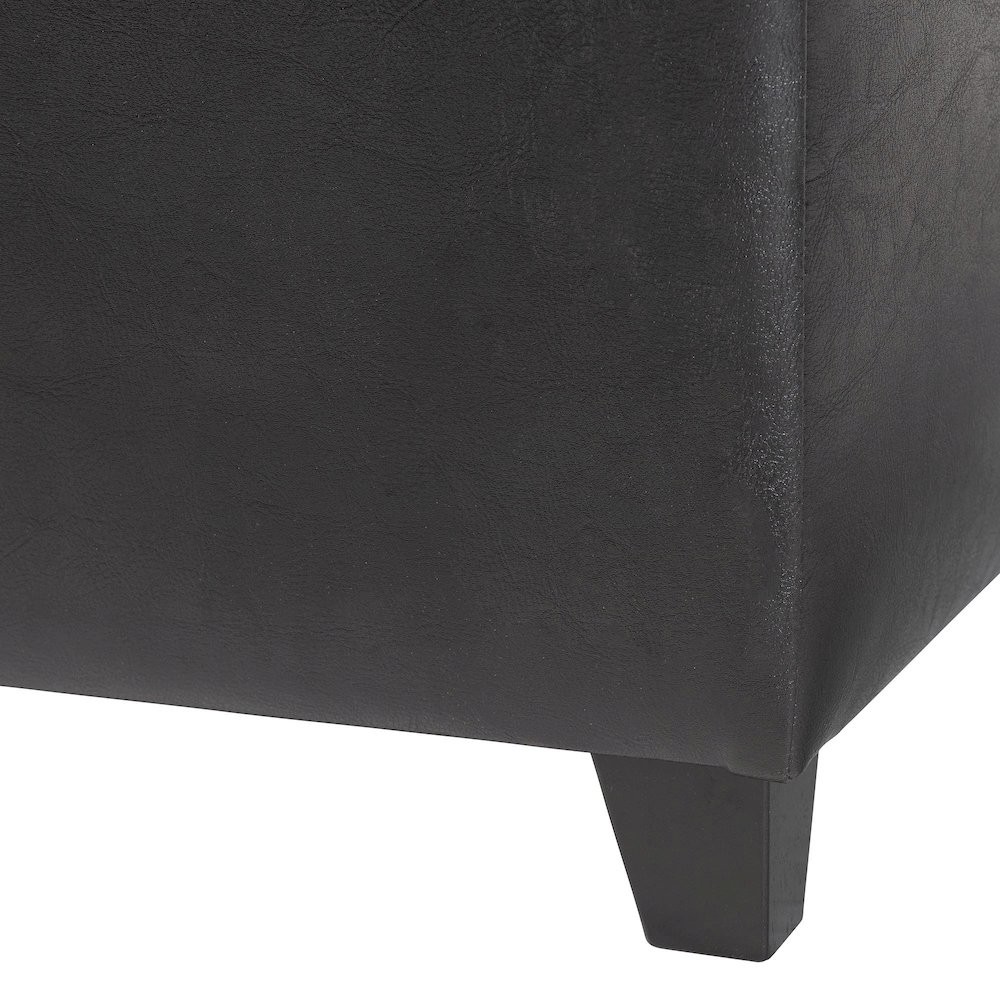 Baxton Studio Black Full Leather Storage Cube Ottoman. Picture 7