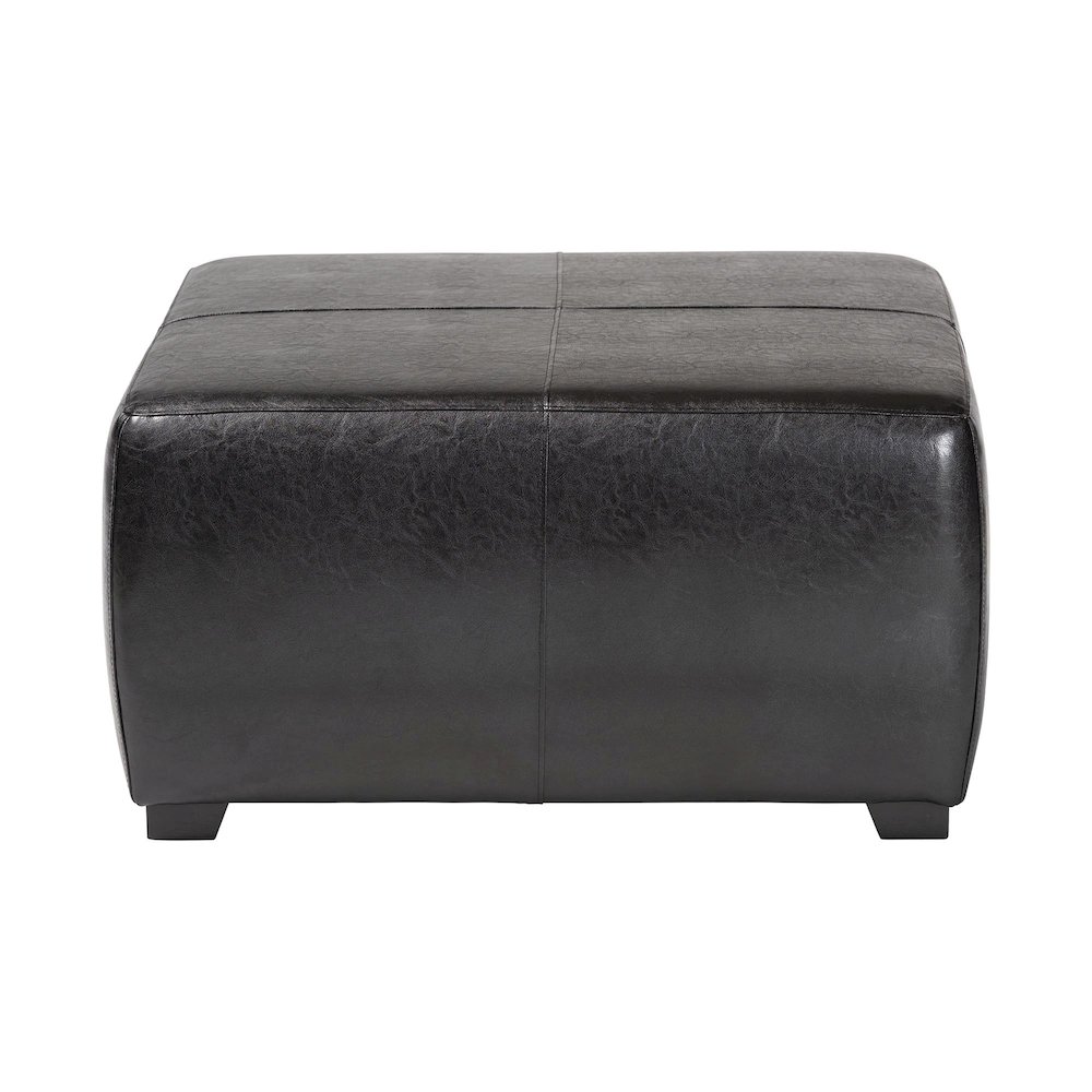 Baxton Studio Black Faux Leather Square Ottoman Footstool. Picture 2