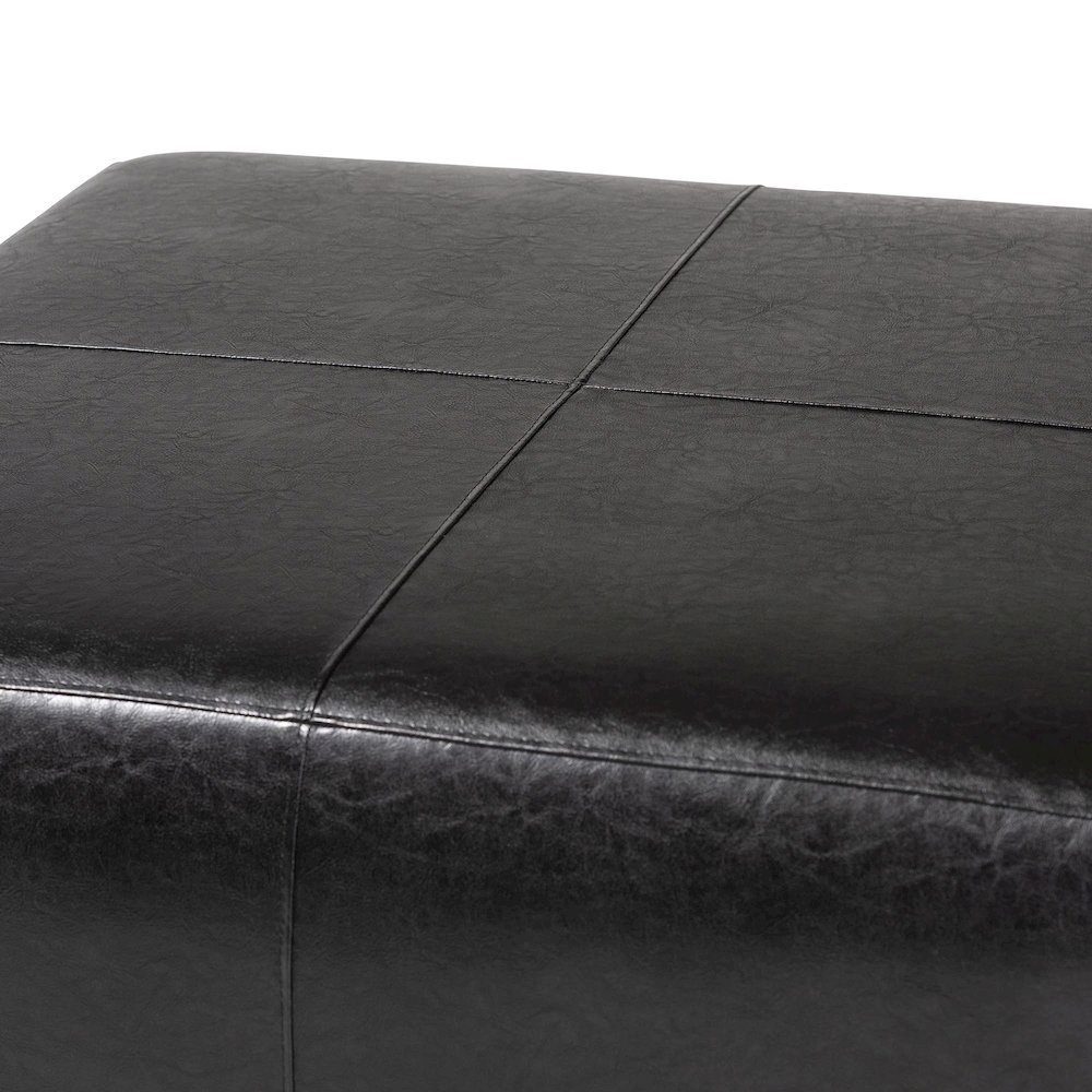 Baxton Studio Black Faux Leather Square Ottoman Footstool. Picture 3