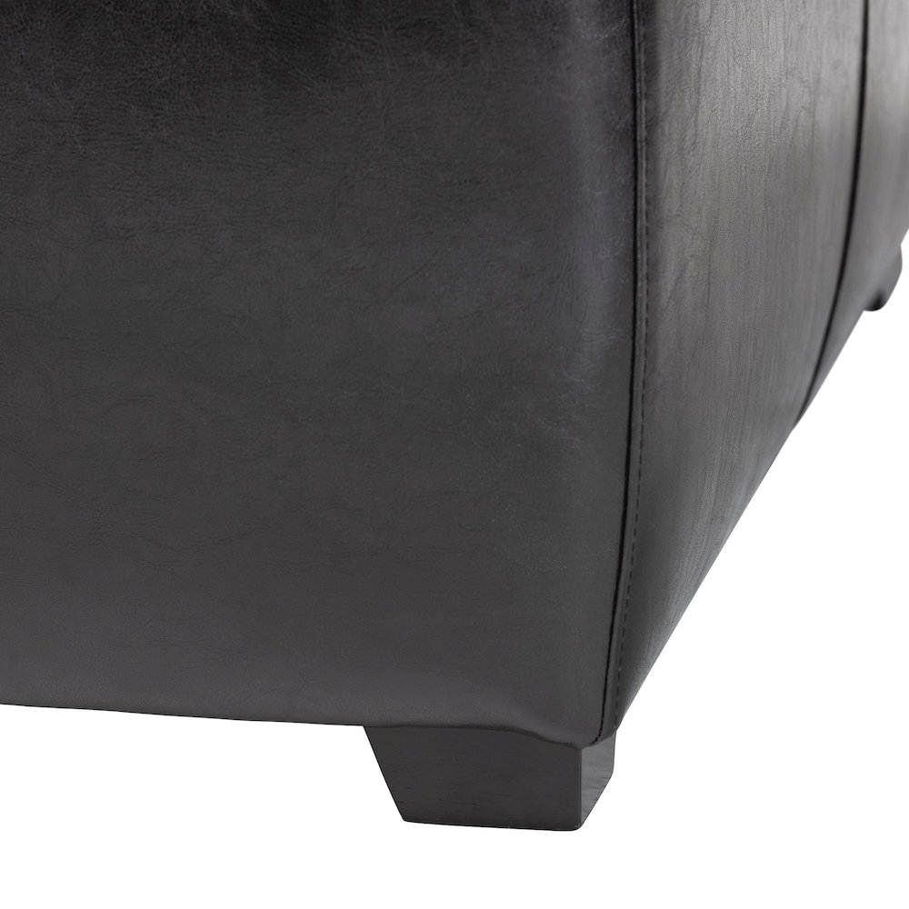 Baxton Studio Black Faux Leather Square Ottoman Footstool. Picture 5