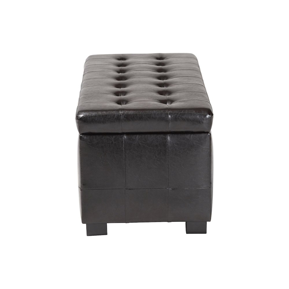 Baxton Studio Dark Brown Faux Storage Bench Ottoman with Dimples. Picture 6