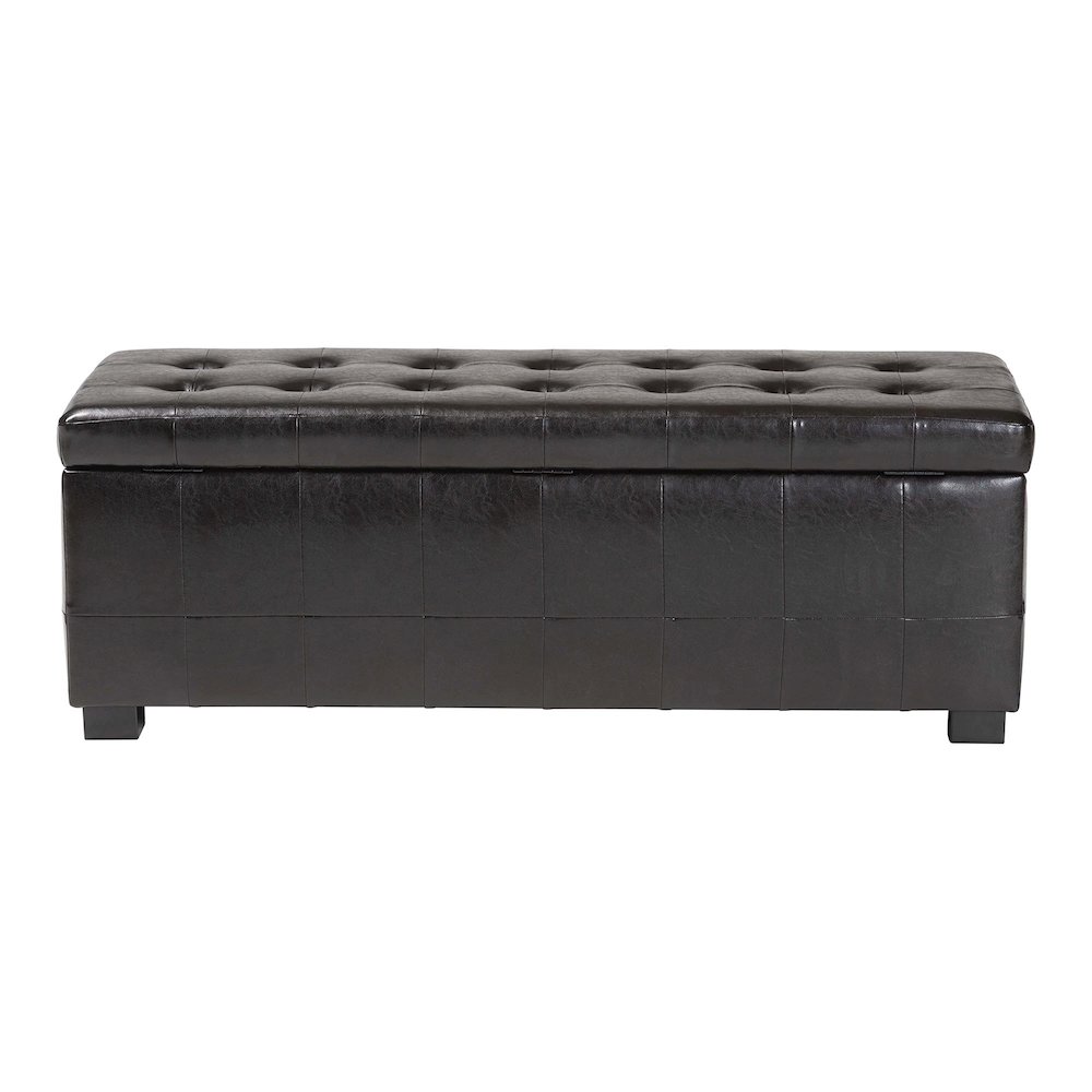 Baxton Studio Dark Brown Faux Storage Bench Ottoman with Dimples. Picture 3