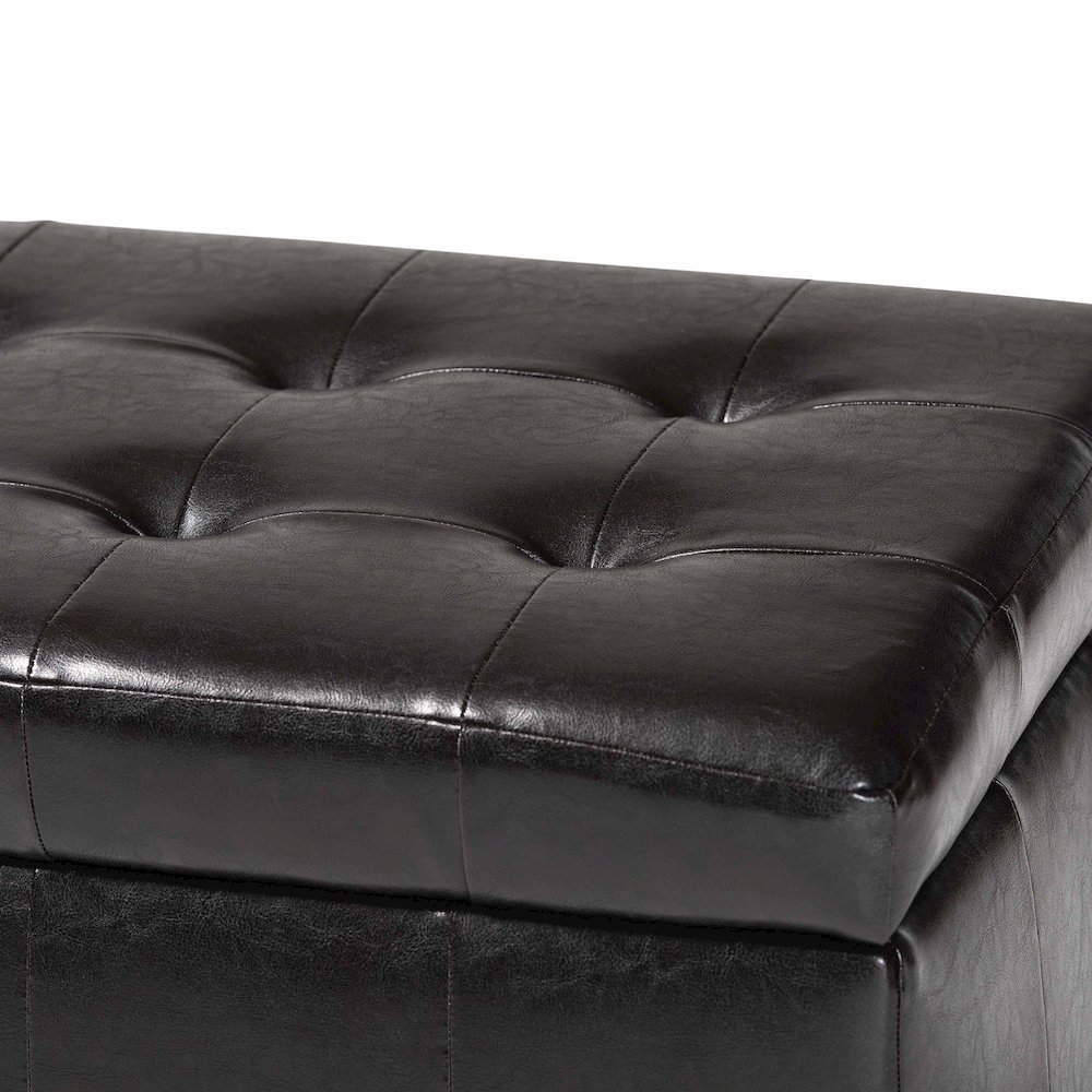 Baxton Studio Dark Brown Faux Storage Bench Ottoman with Dimples. Picture 7