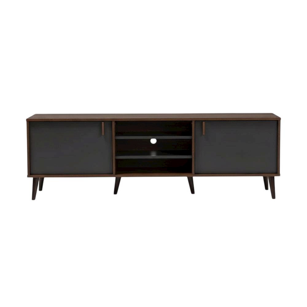 Mid-Century Modern Brown and Dark Grey TV Stand with Particle Board Finish. Picture 4