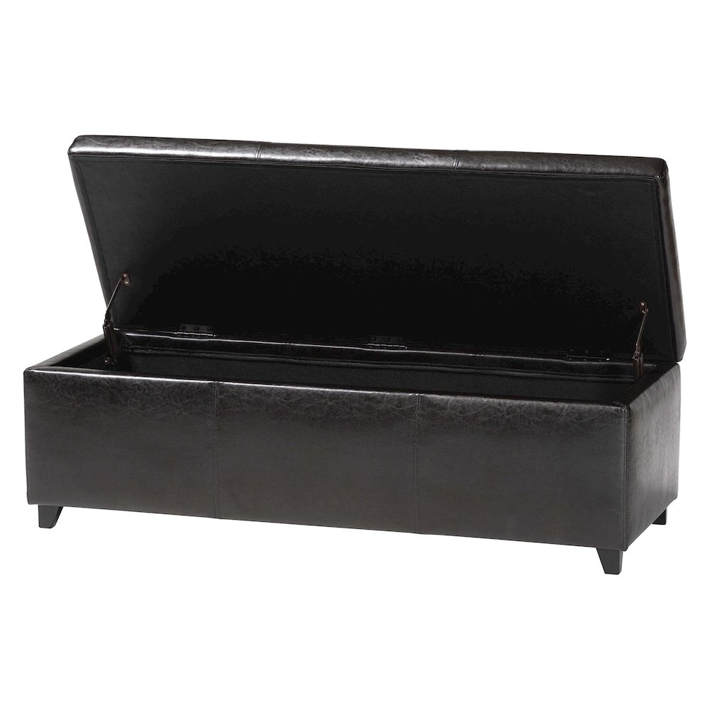 Baxton Studio Dark Brown Faux Leather Storage Bench Ottoman with Stitching. Picture 2