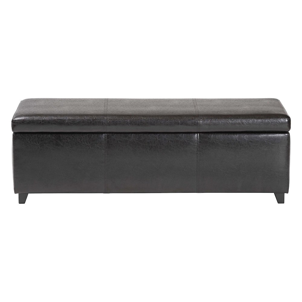 Baxton Studio Dark Brown Faux Leather Storage Bench Ottoman with Stitching. Picture 3