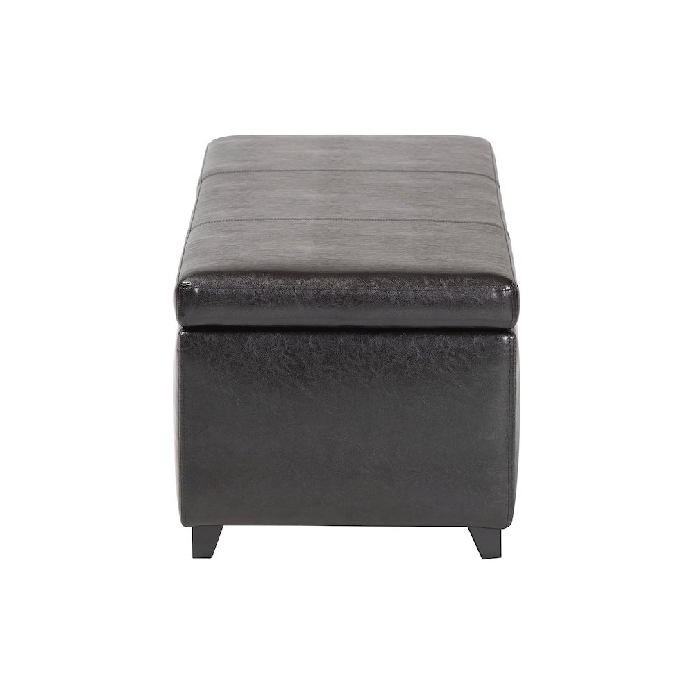 Baxton Studio Dark Brown Faux Leather Storage Bench Ottoman with Stitching. Picture 4