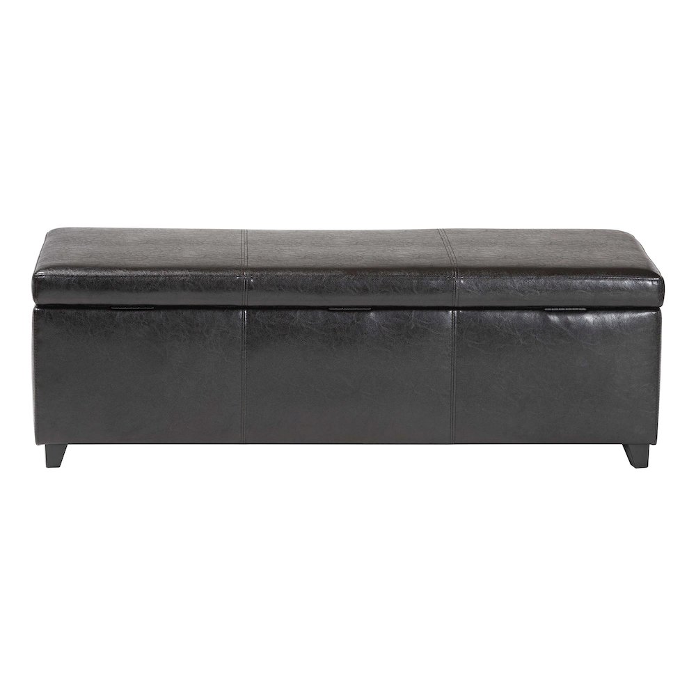 Baxton Studio Dark Brown Faux Leather Storage Bench Ottoman with Stitching. Picture 5