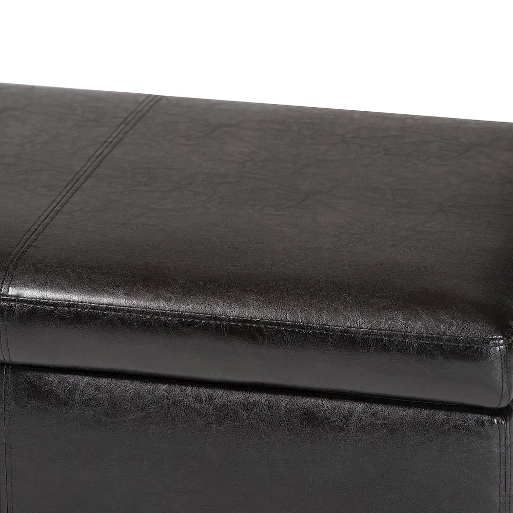 Baxton Studio Dark Brown Faux Leather Storage Bench Ottoman with Stitching. Picture 7