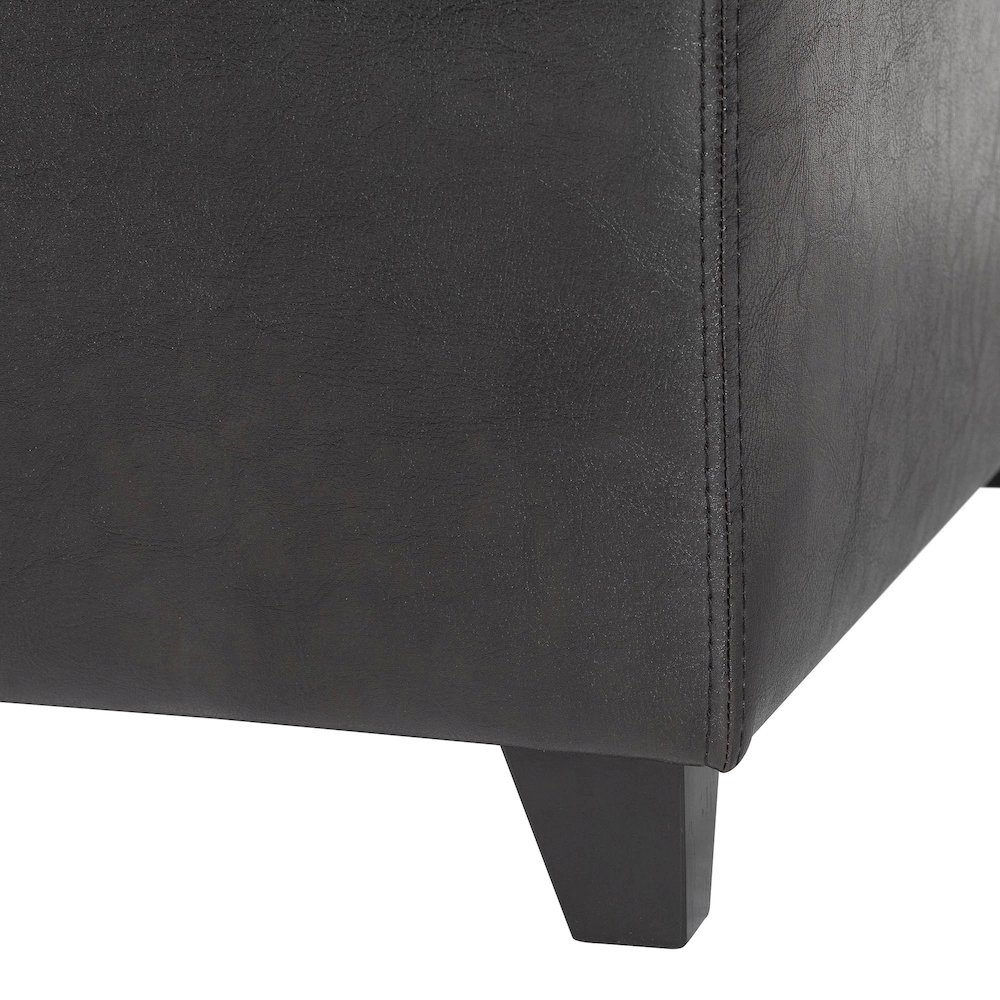 Baxton Studio Dark Brown Faux Leather Storage Bench Ottoman with Stitching. Picture 8
