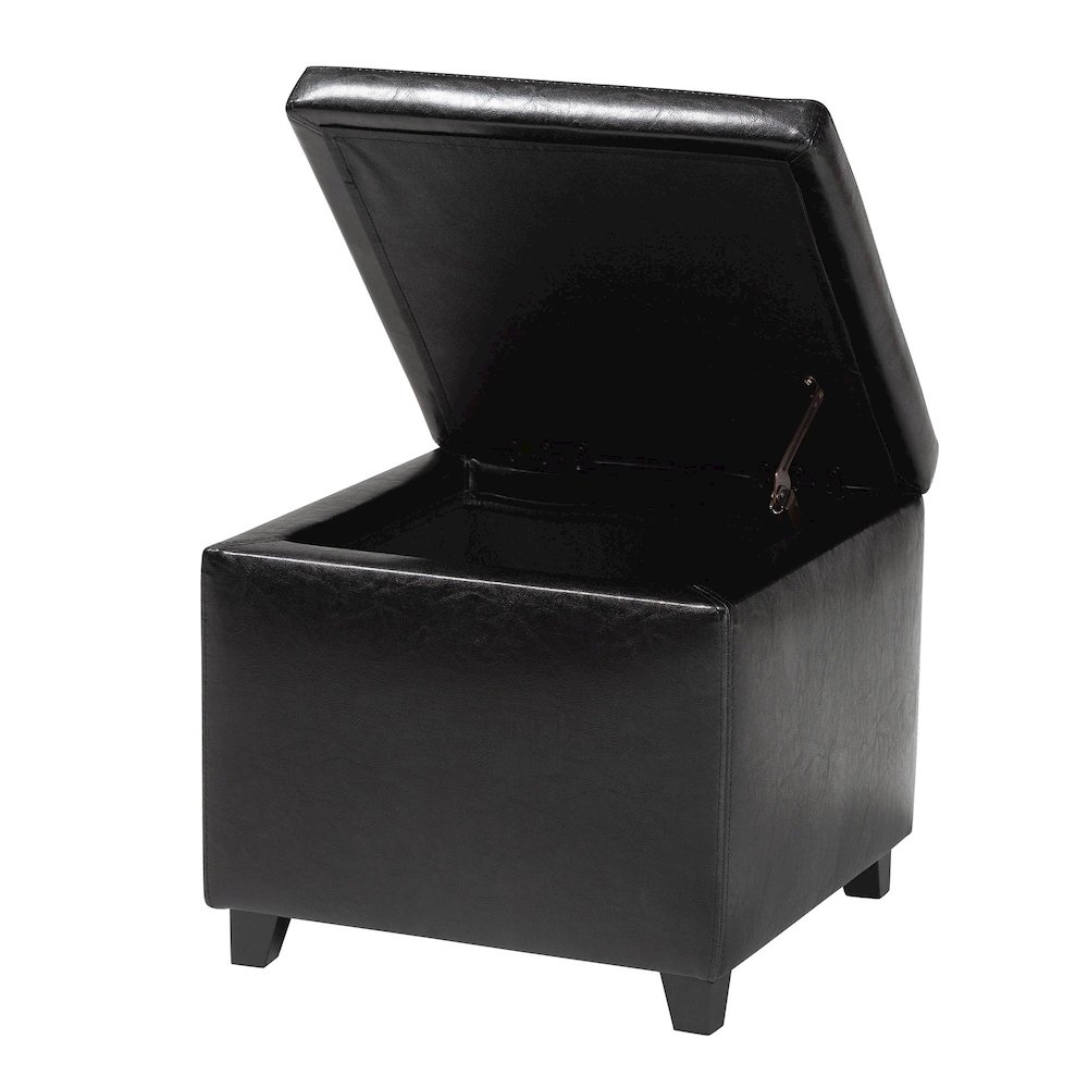 Baxton Studio Black Faux Leather Small Storage Cube Ottoman. Picture 3