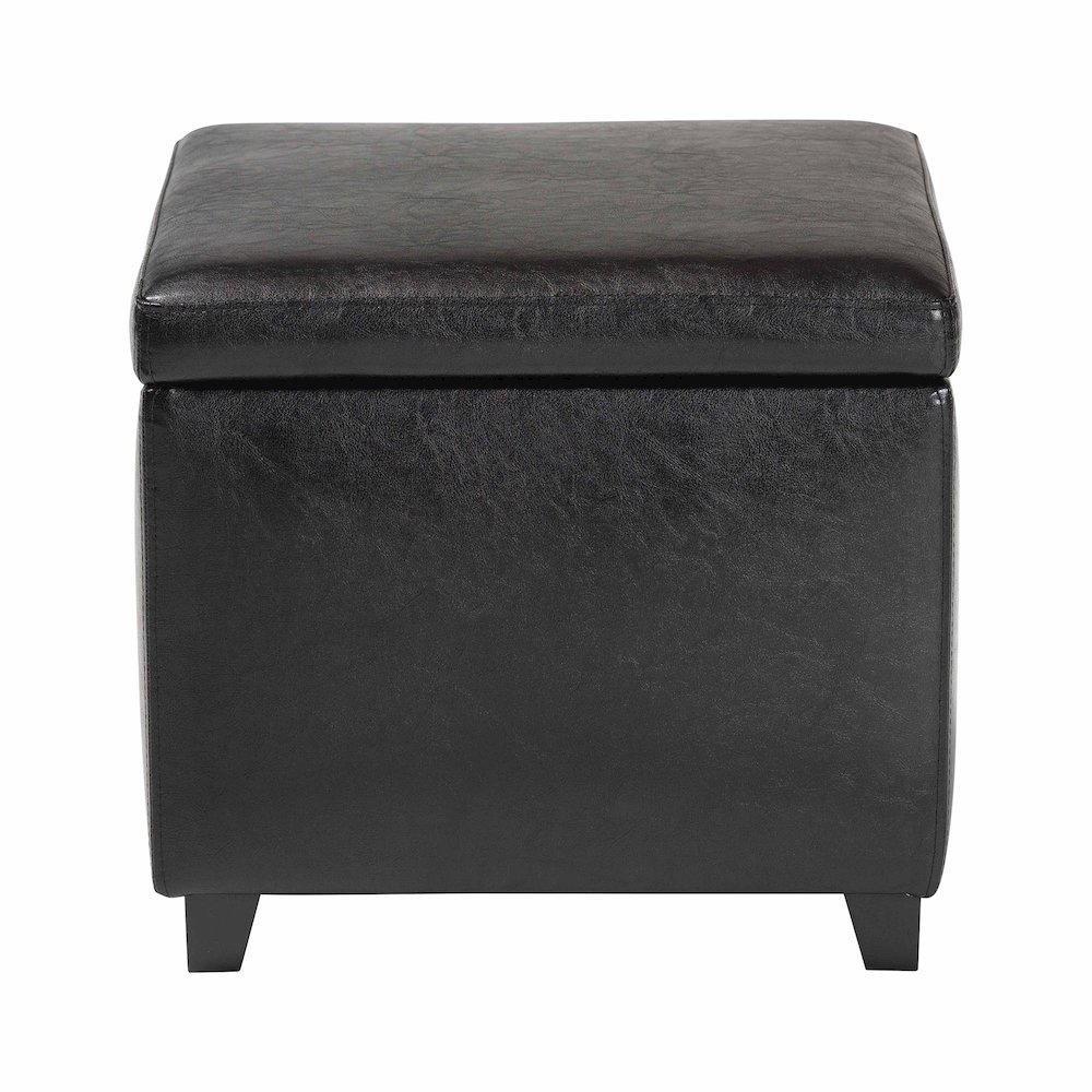 Baxton Studio Black Faux Leather Small Storage Cube Ottoman. Picture 4