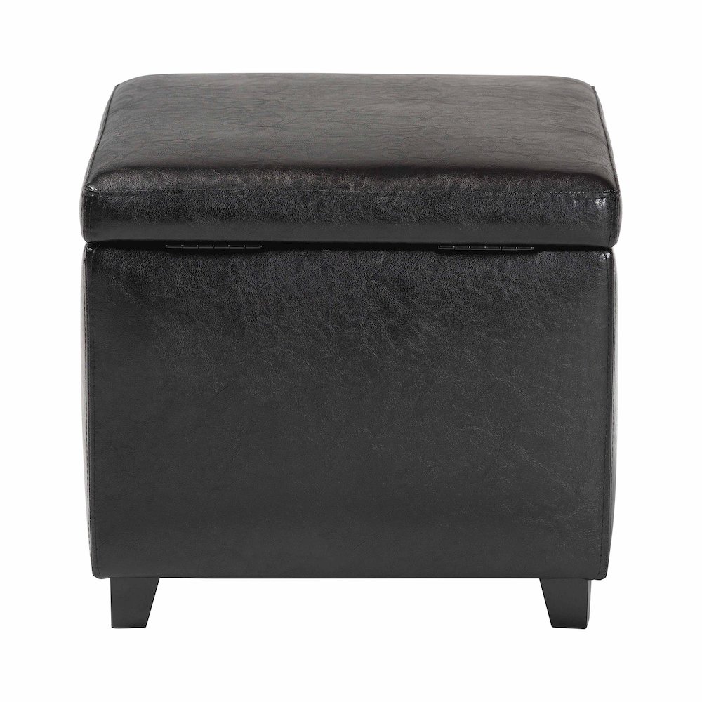 Baxton Studio Black Faux Leather Small Storage Cube Ottoman. Picture 5
