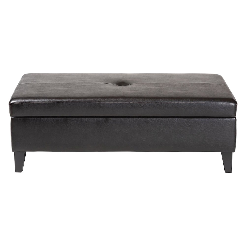 Baxton Studio Dark Brown Faux Leather Storage Cocktail Ottoman. Picture 3