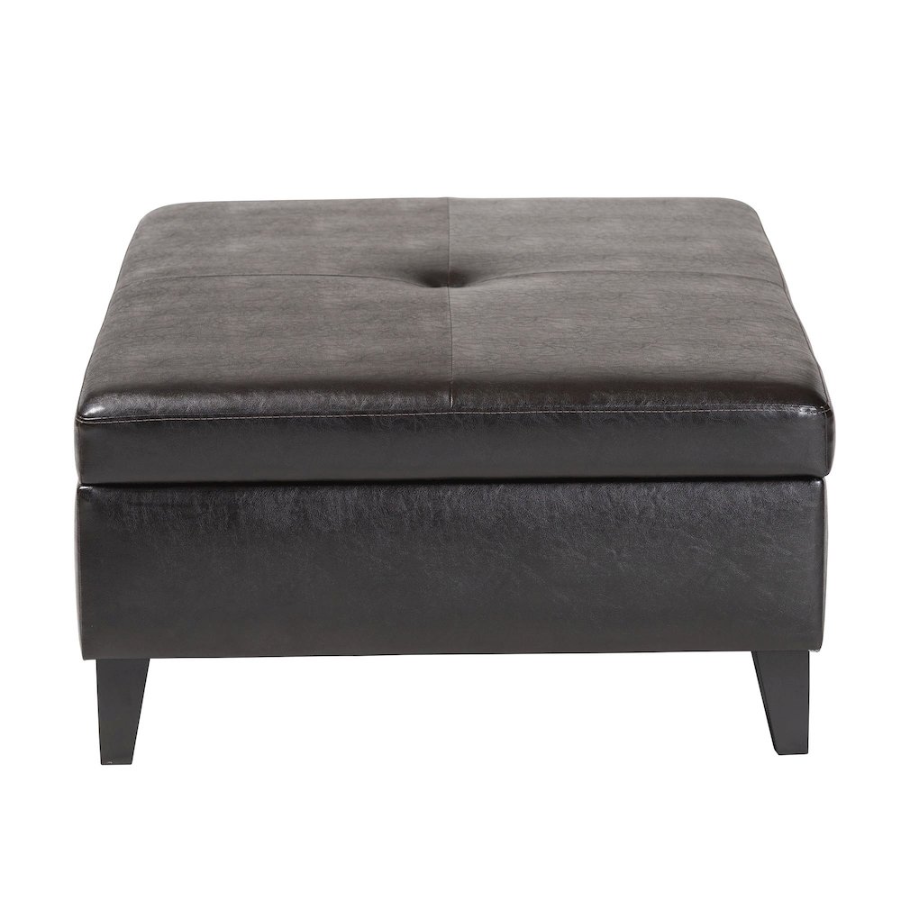 Baxton Studio Dark Brown Faux Leather Storage Cocktail Ottoman. Picture 4