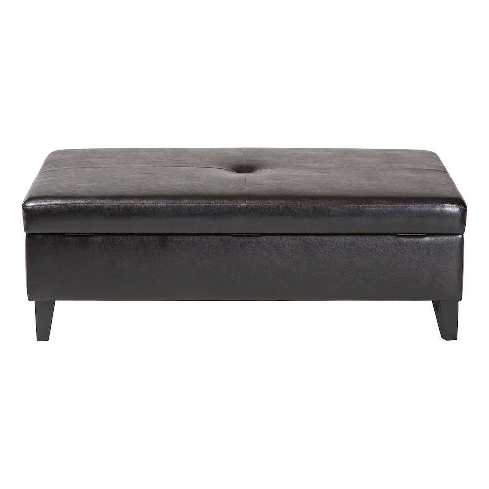 Baxton Studio Dark Brown Faux Leather Storage Cocktail Ottoman. Picture 5
