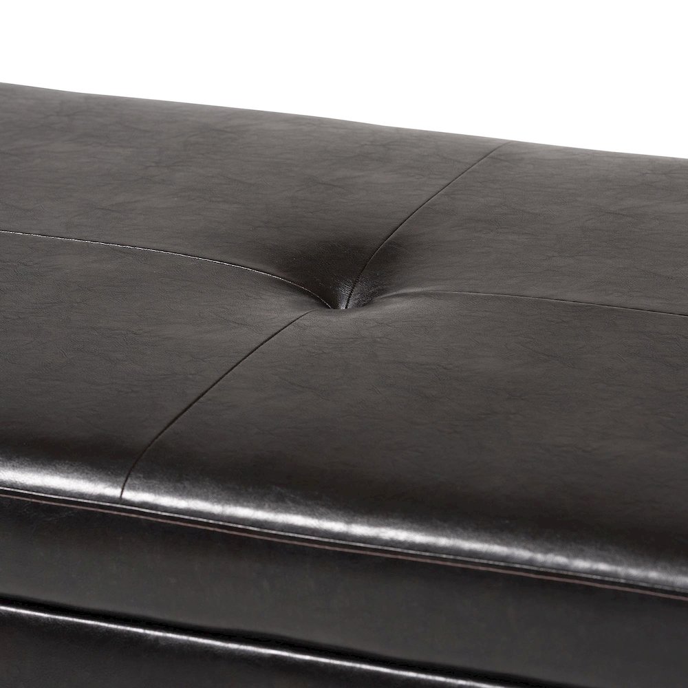 Baxton Studio Dark Brown Faux Leather Storage Cocktail Ottoman. Picture 7