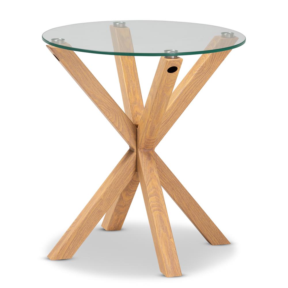 Baxton Studio Lida Modern and Contemporary Glass and Wood Finished End Table. Picture 8