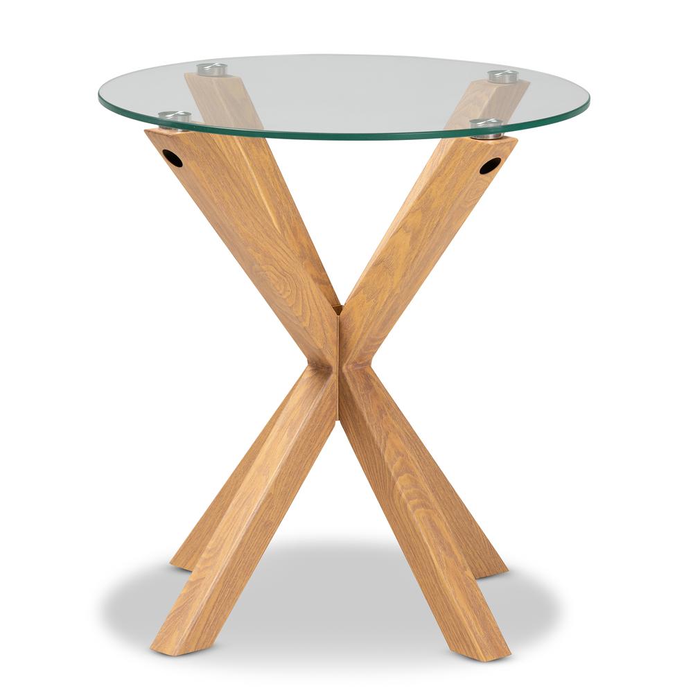 Baxton Studio Lida Modern and Contemporary Glass and Wood Finished End Table. Picture 9