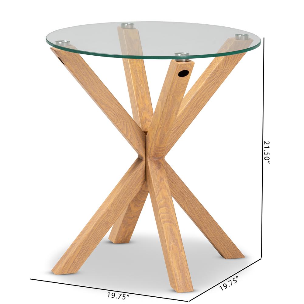 Baxton Studio Lida Modern and Contemporary Glass and Wood Finished End Table. Picture 13