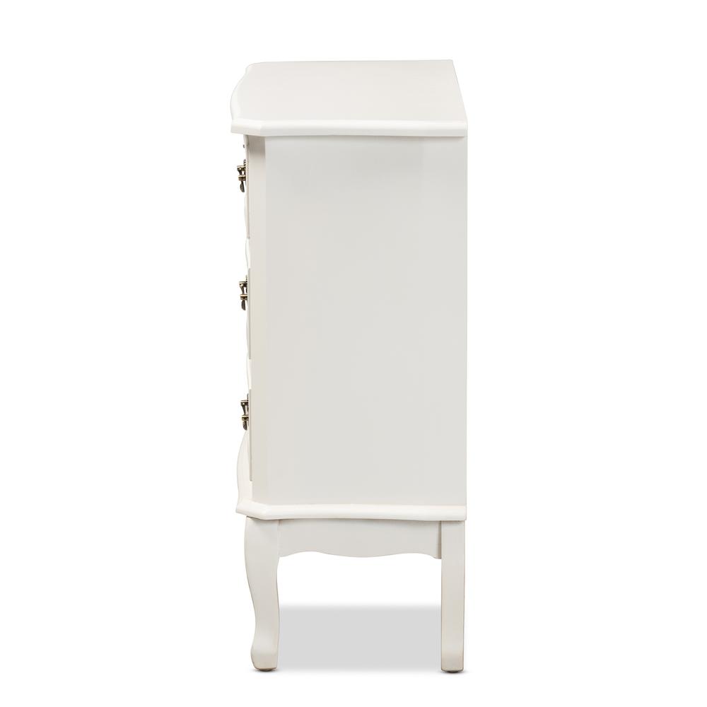 Country Provincial White-Finished 3-Drawer Wood Storage Cabinet. Picture 3