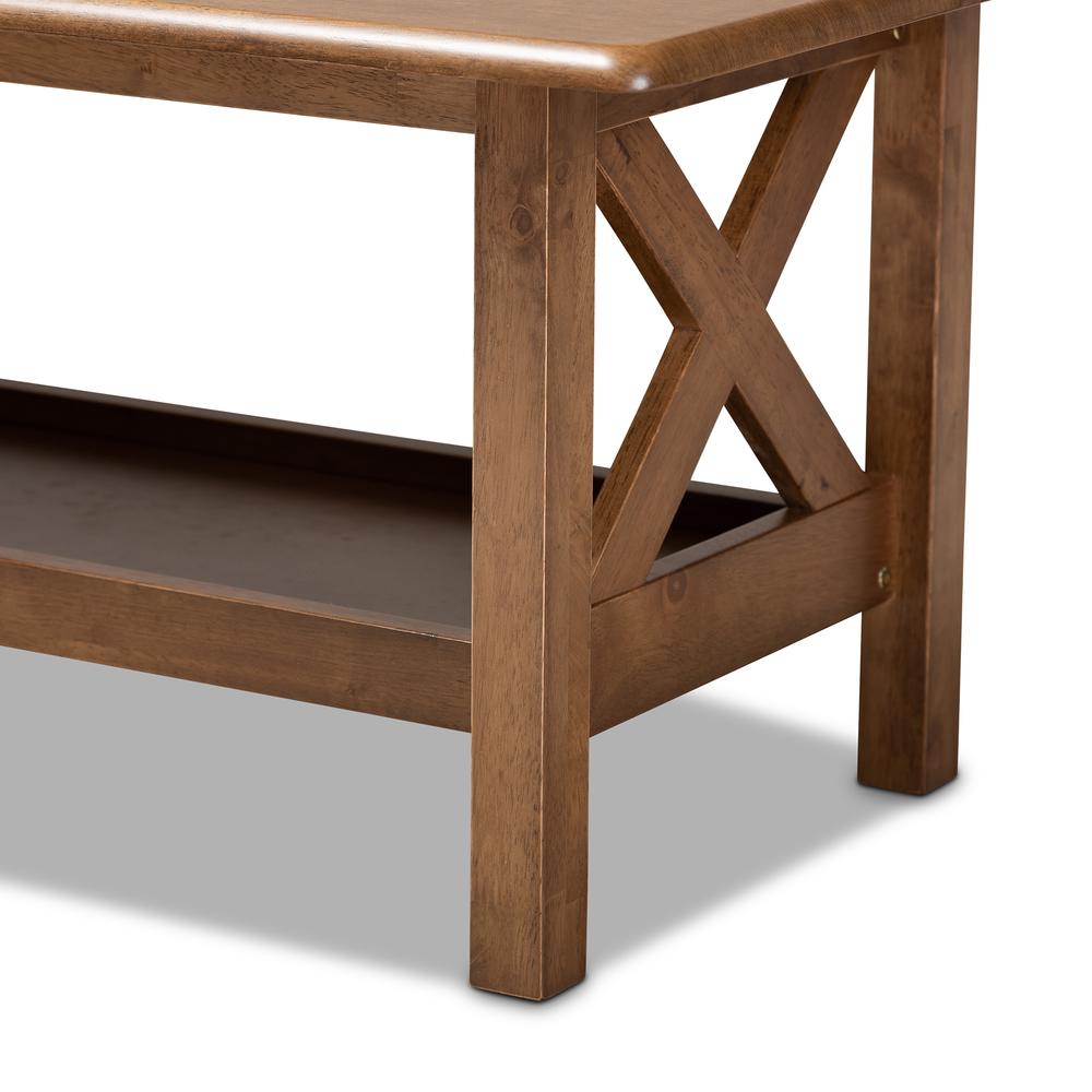 Transitional Walnut Brown Finished Rectangular Wood Coffee Table. Picture 13