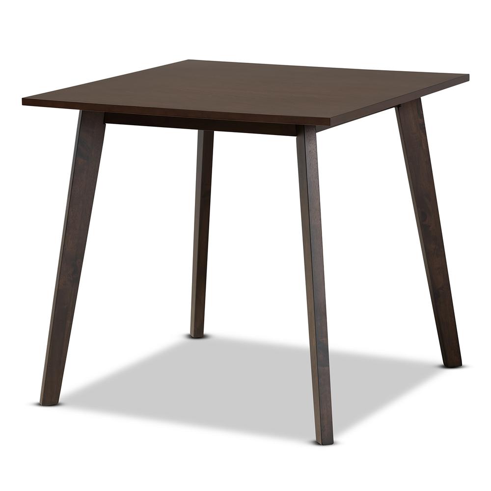 Baxton Studio Britte Mid-Century Modern Beige Fabric Upholstered Dark Oak Brown Finished 5-Piece Wood Dining Set. Picture 12