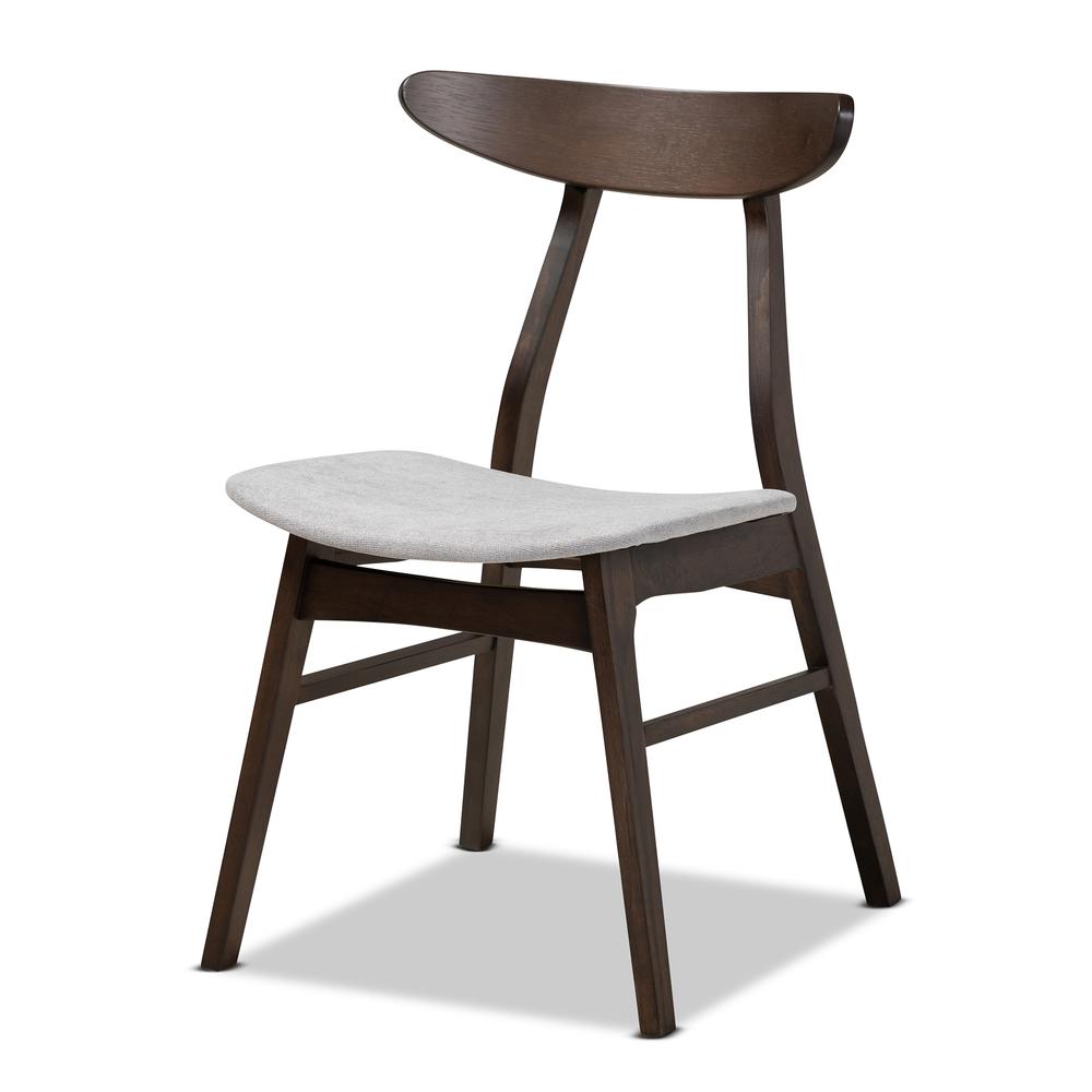 Baxton Studio Britte Mid-Century Modern Light Grey Fabric Upholstered Dark Oak Brown Finished 5-Piece Wood Dining Set. Picture 11