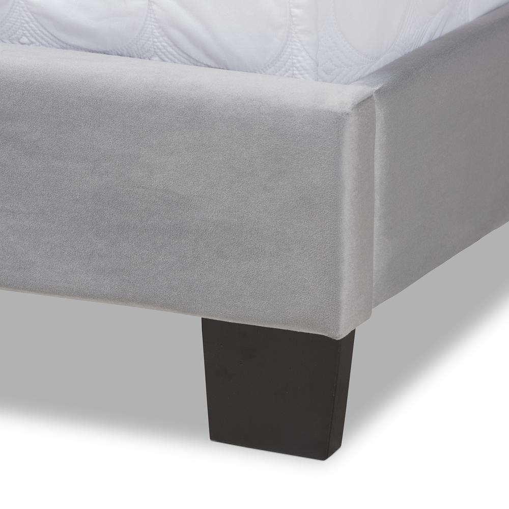 Baxton Studio Clare Glam and Luxe Grey Velvet Fabric Upholstered Full Size Panel Bed with Channel Tufted Headboard. Picture 5