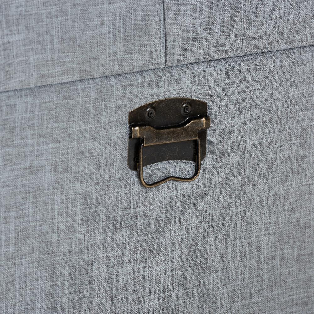 Flynn Modern Transitional Grey Fabric Upholstered 2-Drawer Storage Trunk Ottoman. Picture 19