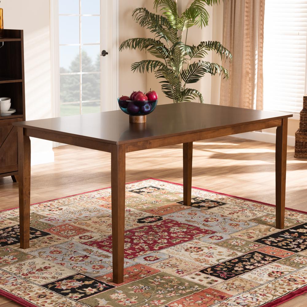 Walnut Brown Finished Rectangular Wood Dining Table. Picture 12