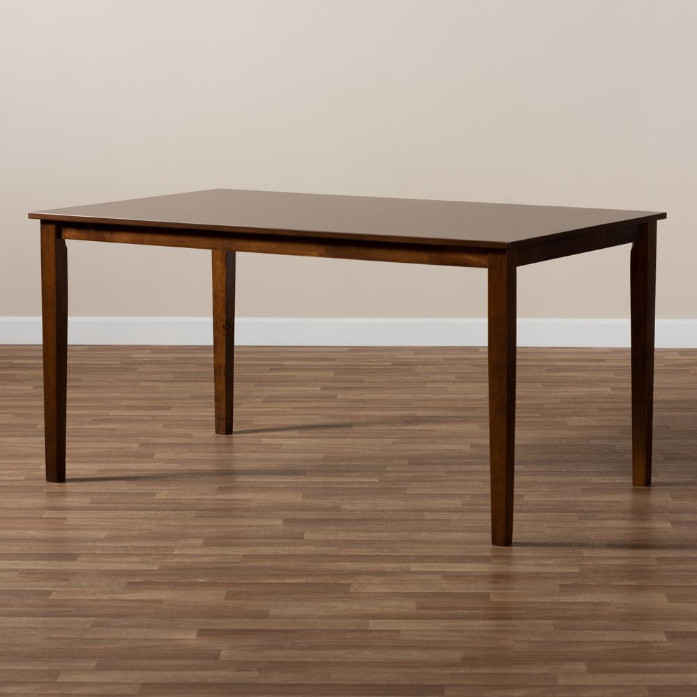 Walnut Brown Finished Rectangular Wood Dining Table. Picture 13