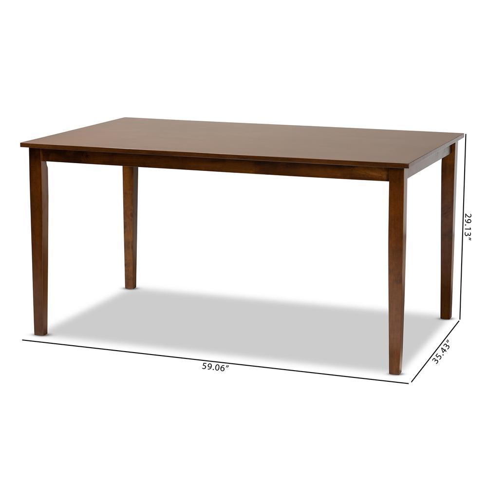 Walnut Brown Finished Rectangular Wood Dining Table. Picture 14