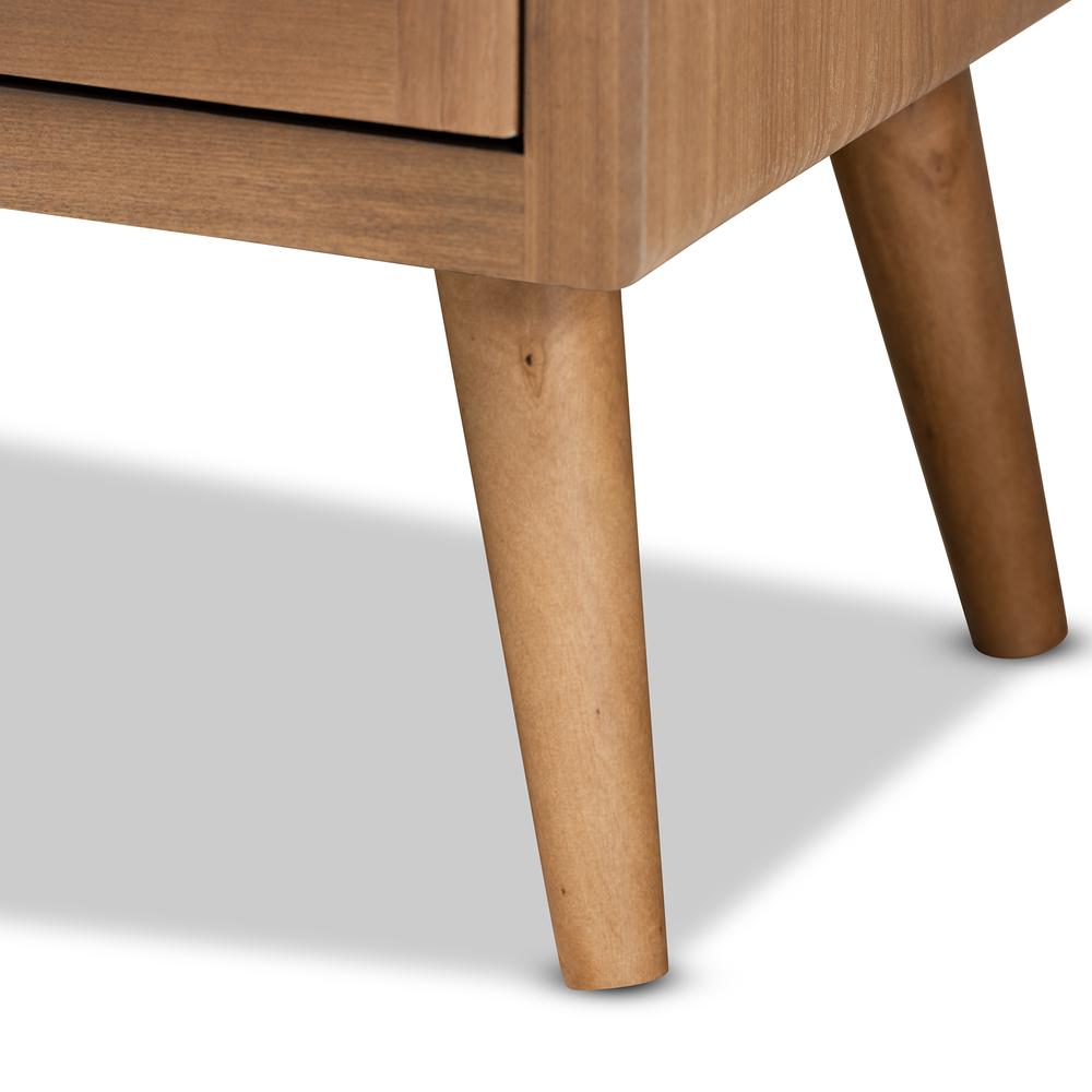 Medium Oak Finished Wood and Rattan 2-Door Accent Storage Cabinet. Picture 15