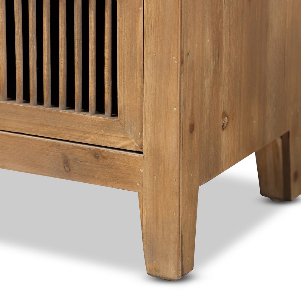 Transitional Medium Oak Finished 3-Drawer Wood Spindle Storage Cabinet. Picture 6