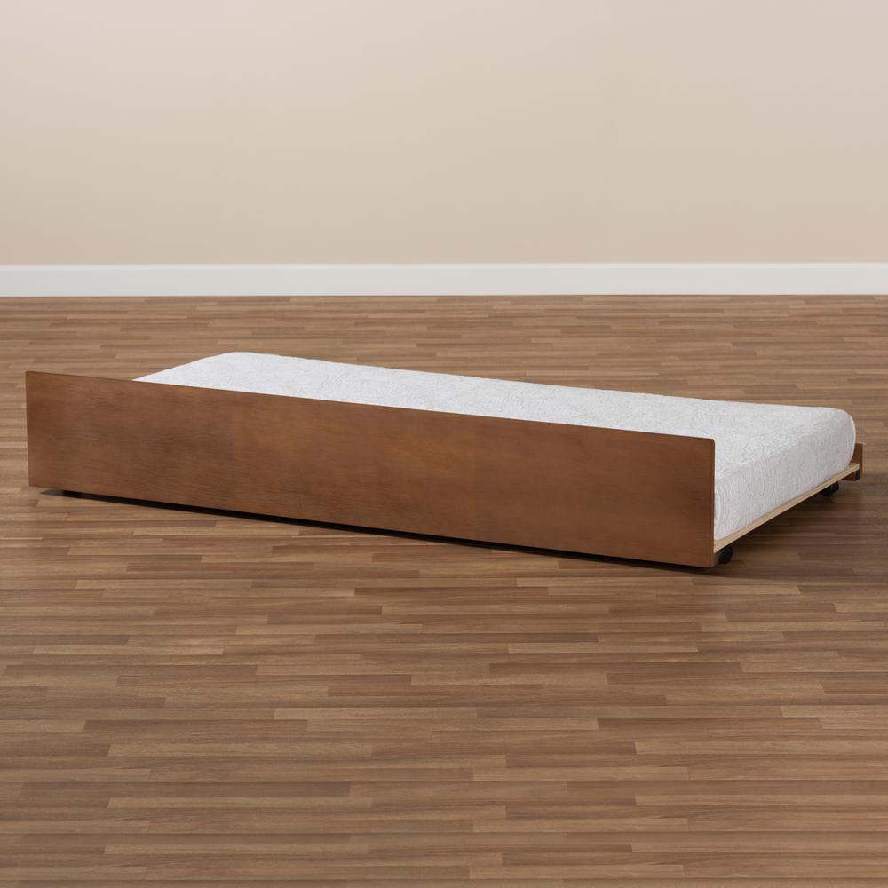 Baxton Studio Toveli Modern and Contemporary Ash Walnut Finished Twin Size Trundle Bed. Picture 13