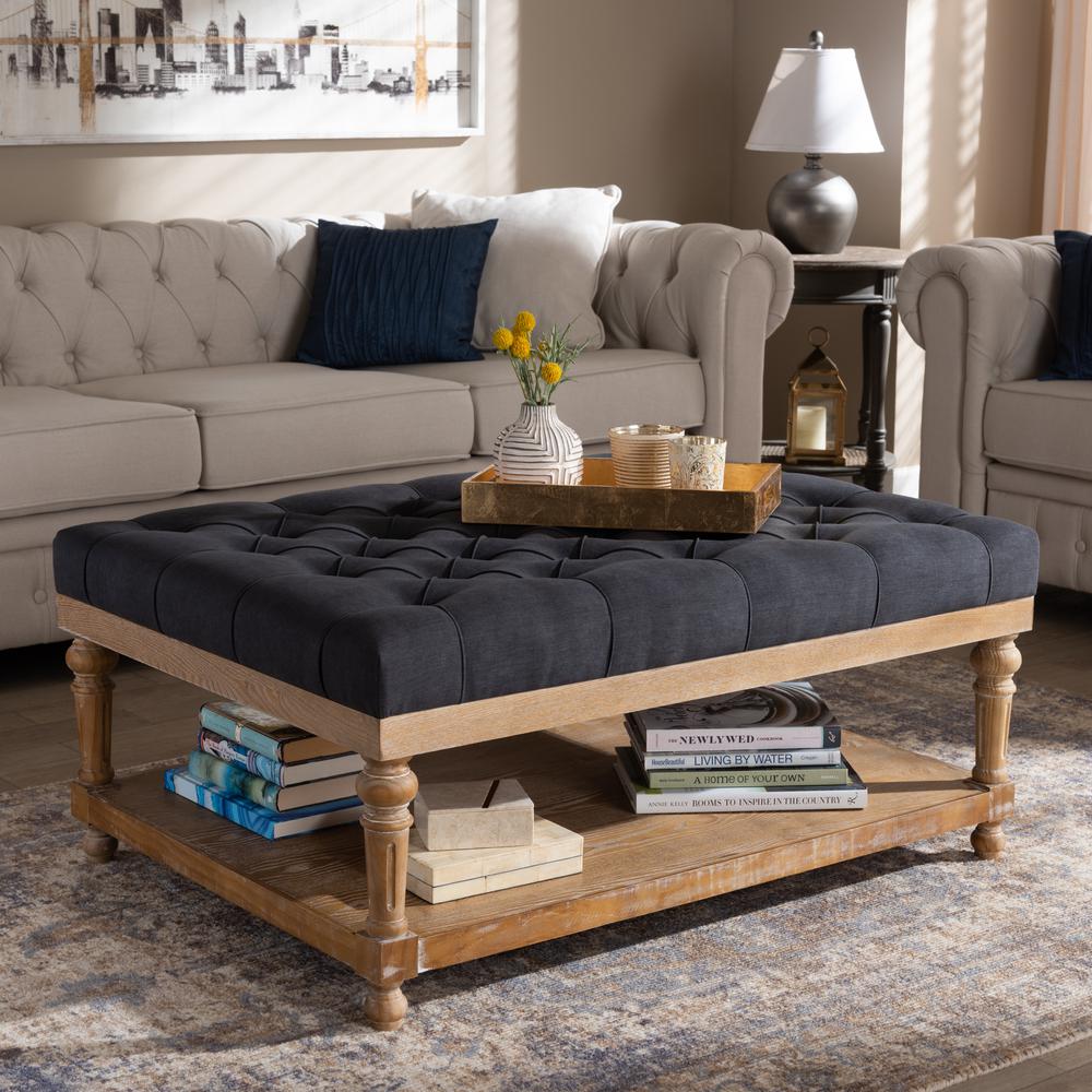 Greywashed Wood Cocktail Ottoman. Picture 14
