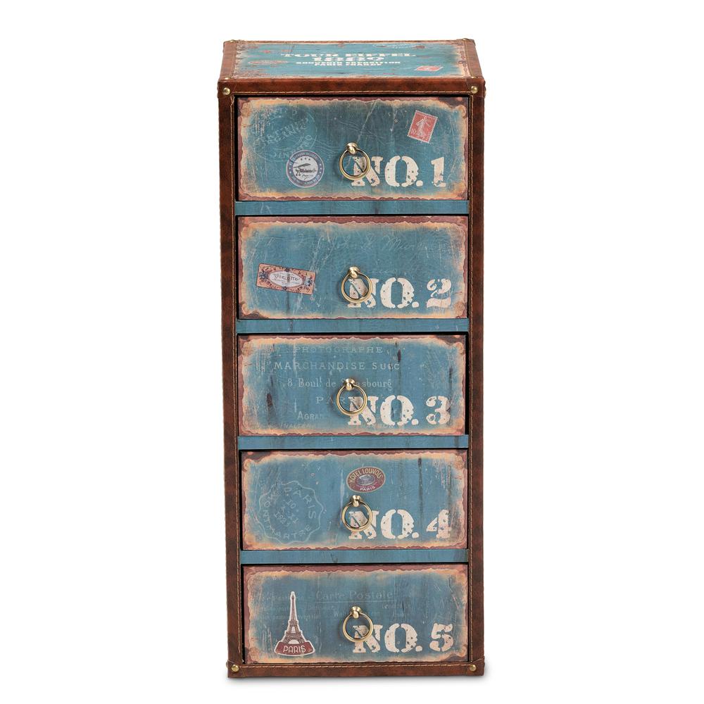 Inspired Blue Finished Wood 5-Drawer Accent Storage Cabinet. Picture 2