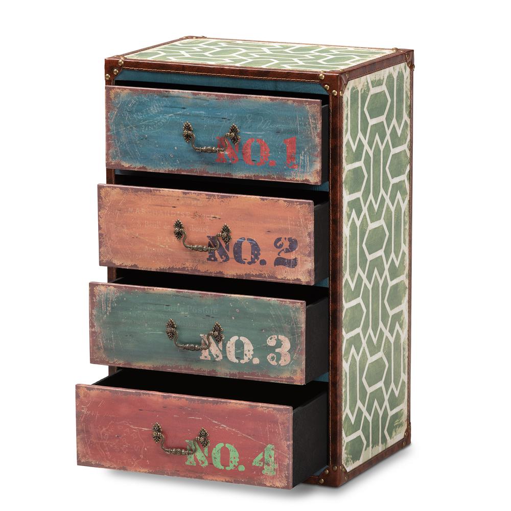 Inspired Multicolor Finished Wood 4-Drawer Accent Storage Cabinet. Picture 4