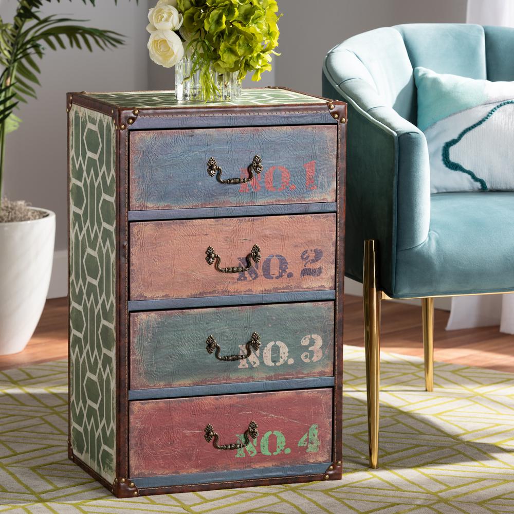 Inspired Multicolor Finished Wood 4-Drawer Accent Storage Cabinet. Picture 7